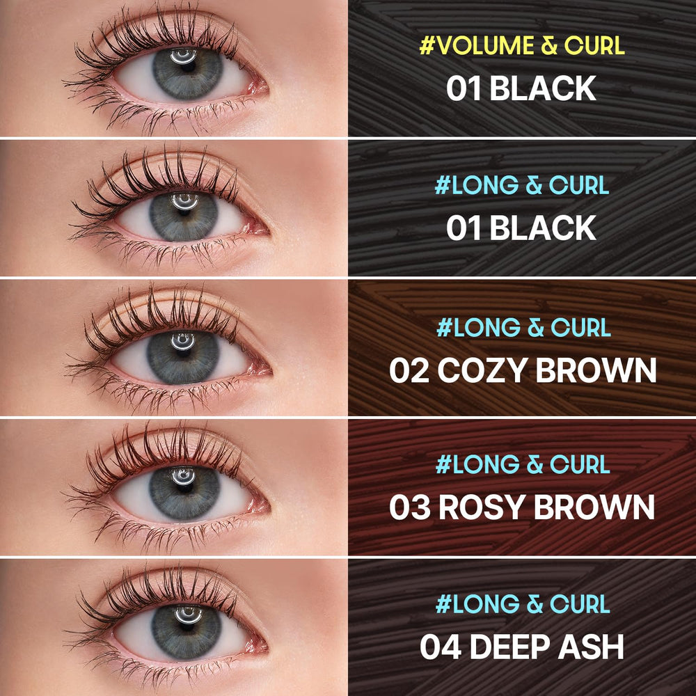 COSNORI 2mm fiber close-up highlights full, thick lashes with minimal clumping.