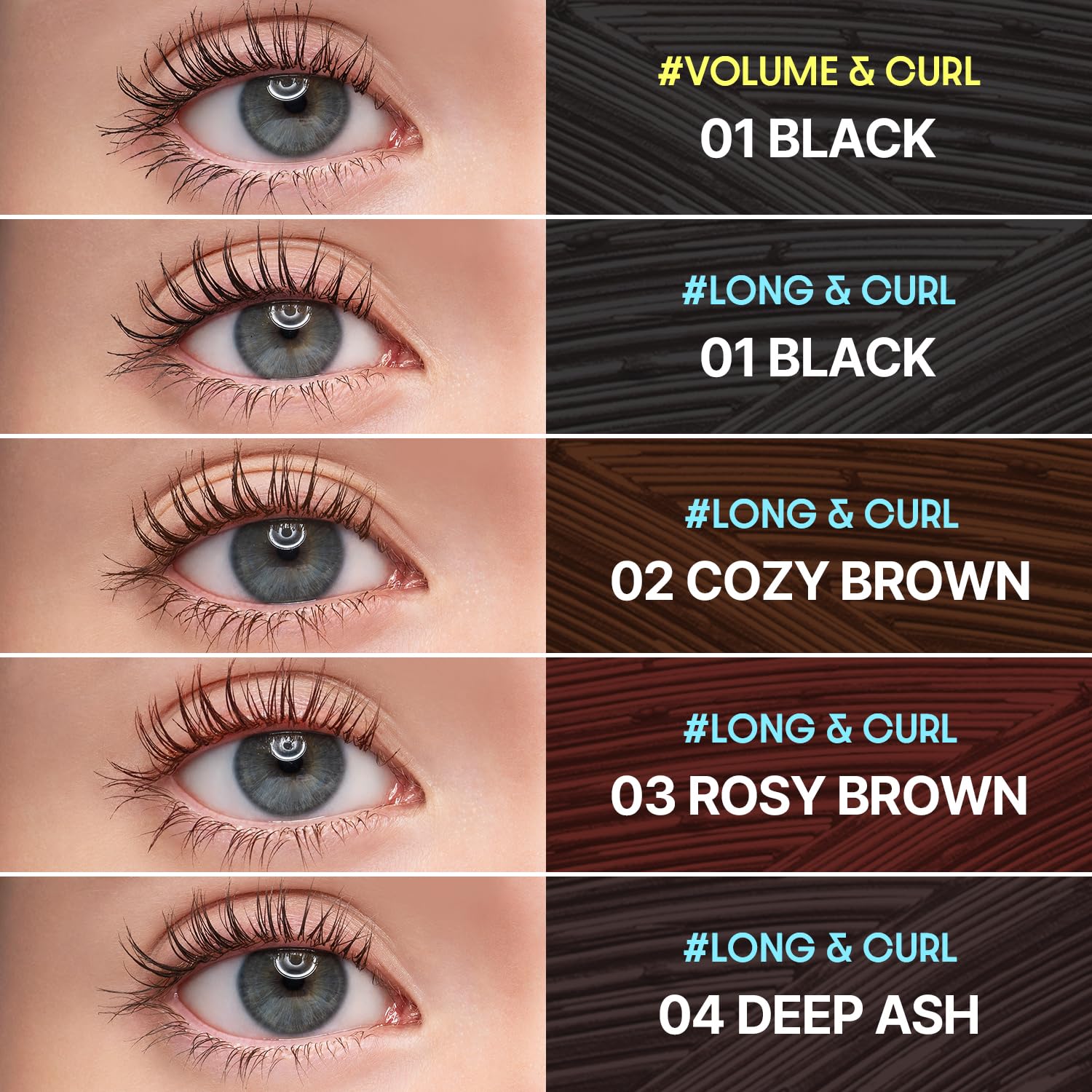 COSNORI Perfect Setting Mascara curl hold shot demonstrates long-wearing lift.