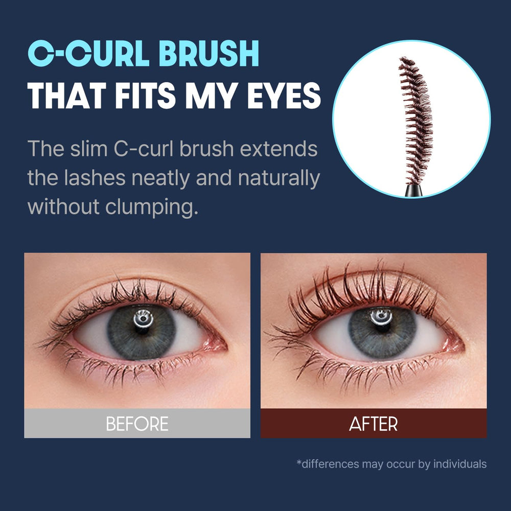 COSNORI Perfect Setting Mascara enriched with silk amino acids for lash moisture.