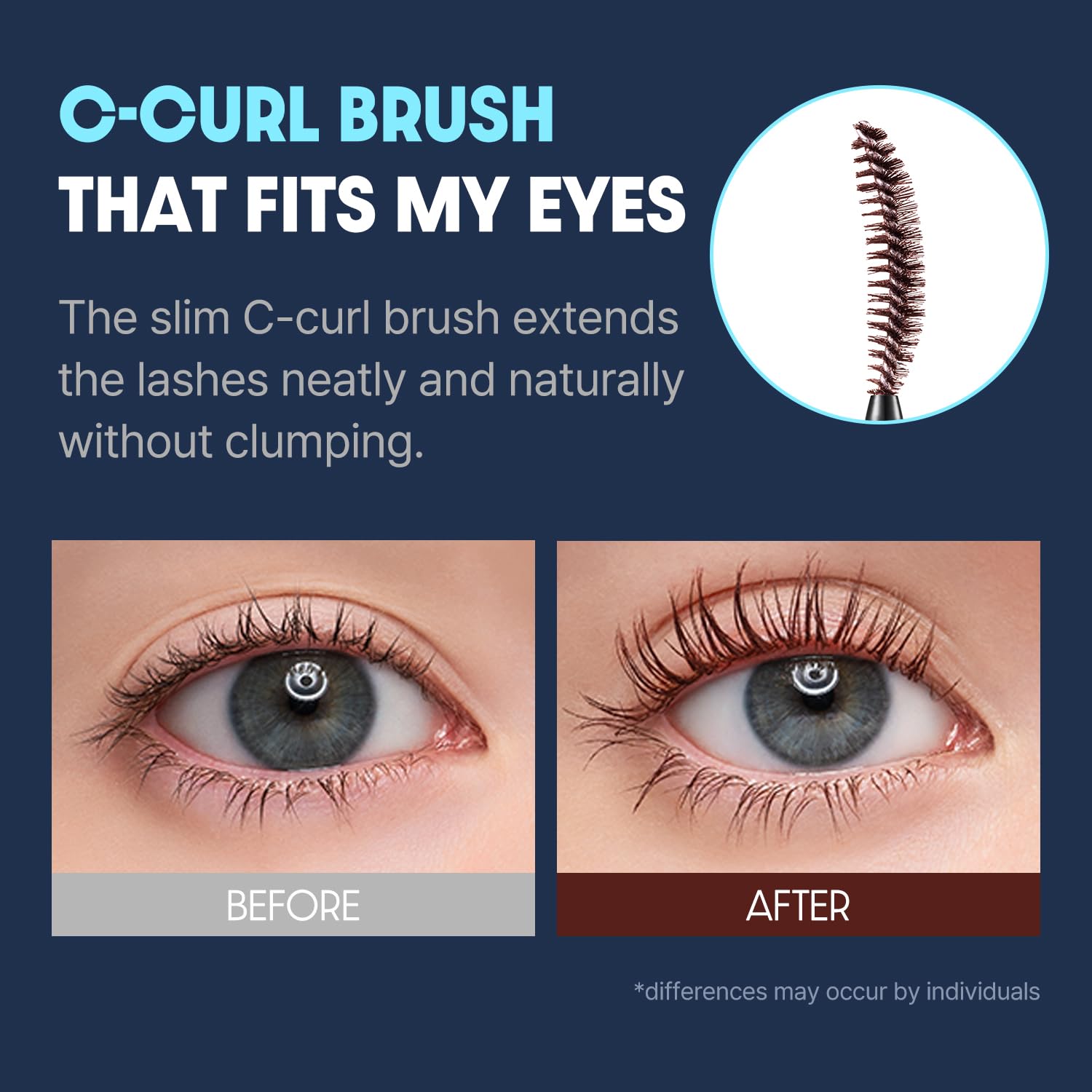 COSNORI voluminous lashes look under bright light for dramatic, long-lasting payoff.