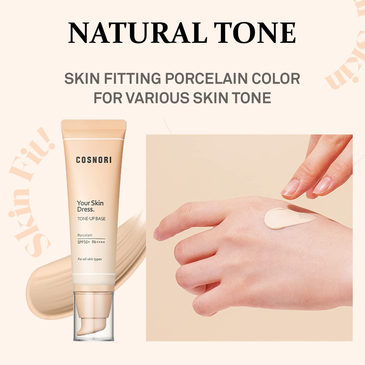 COSNORI Your Skin Dress Tone Up Base absorbed oil for a soft matte look