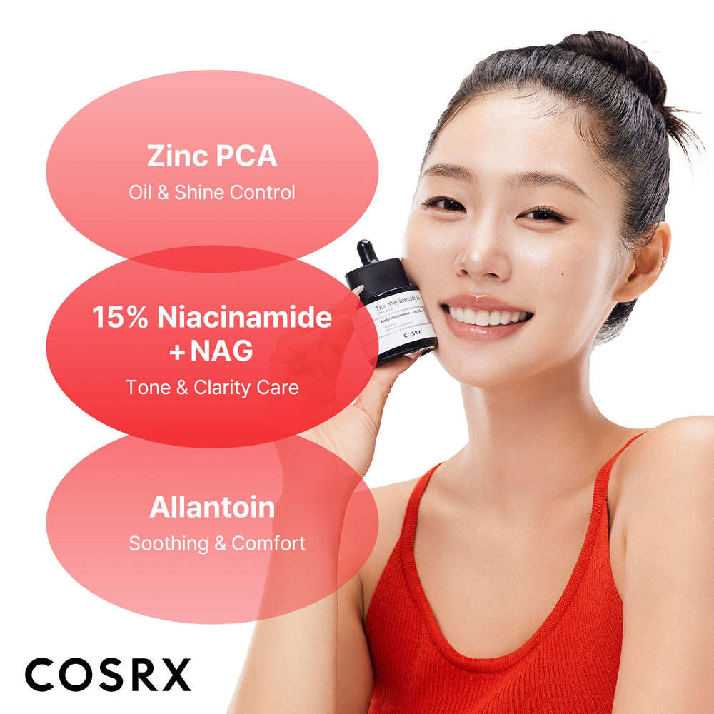 COSRX Niacinamide serum close-up label highlighting zinc PCA