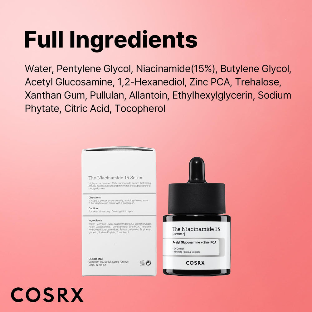 COSRX 15% Niacinamide serum packaging box for skincare routine