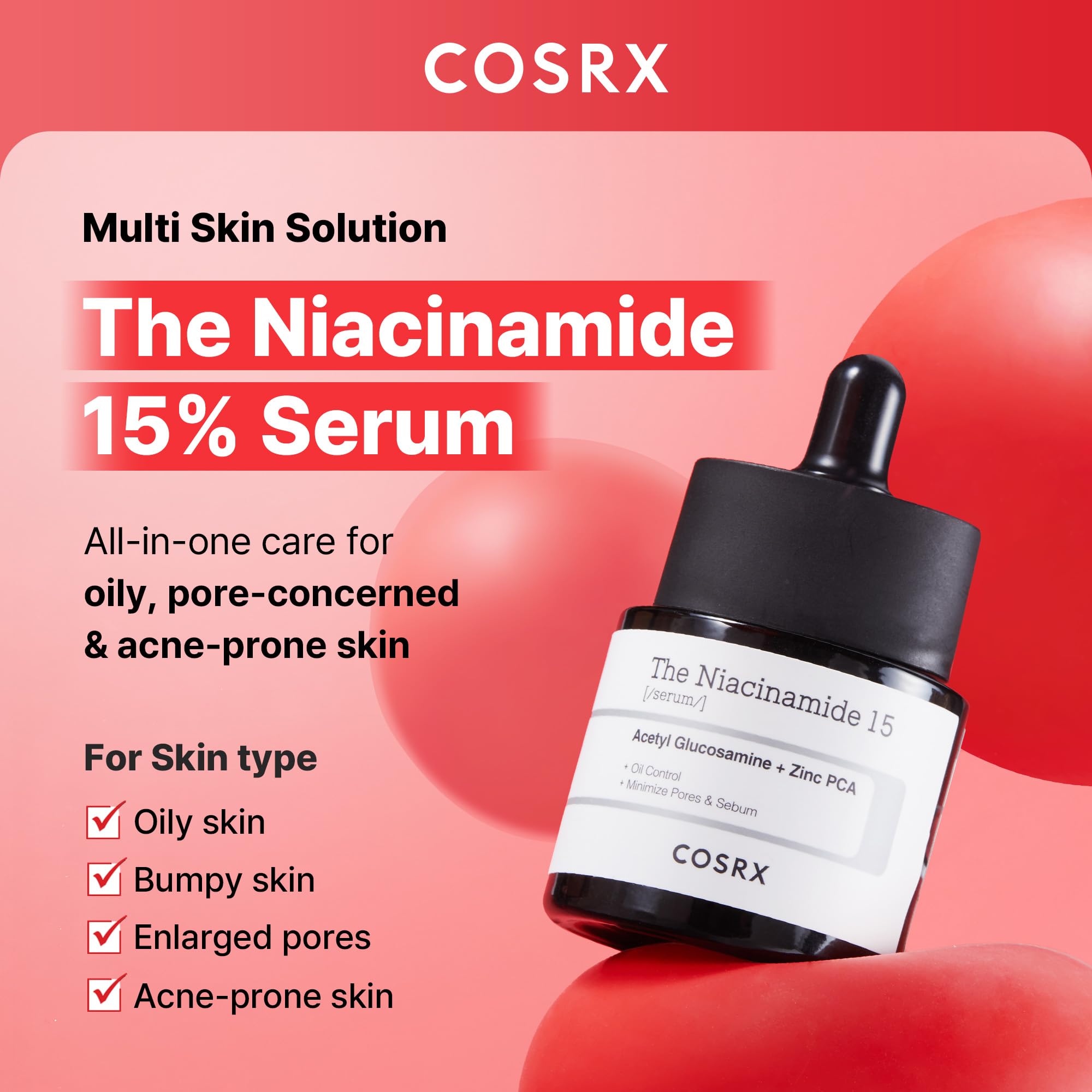 COSRX Niacinamide serum texture swatch showing even skin tone benefits