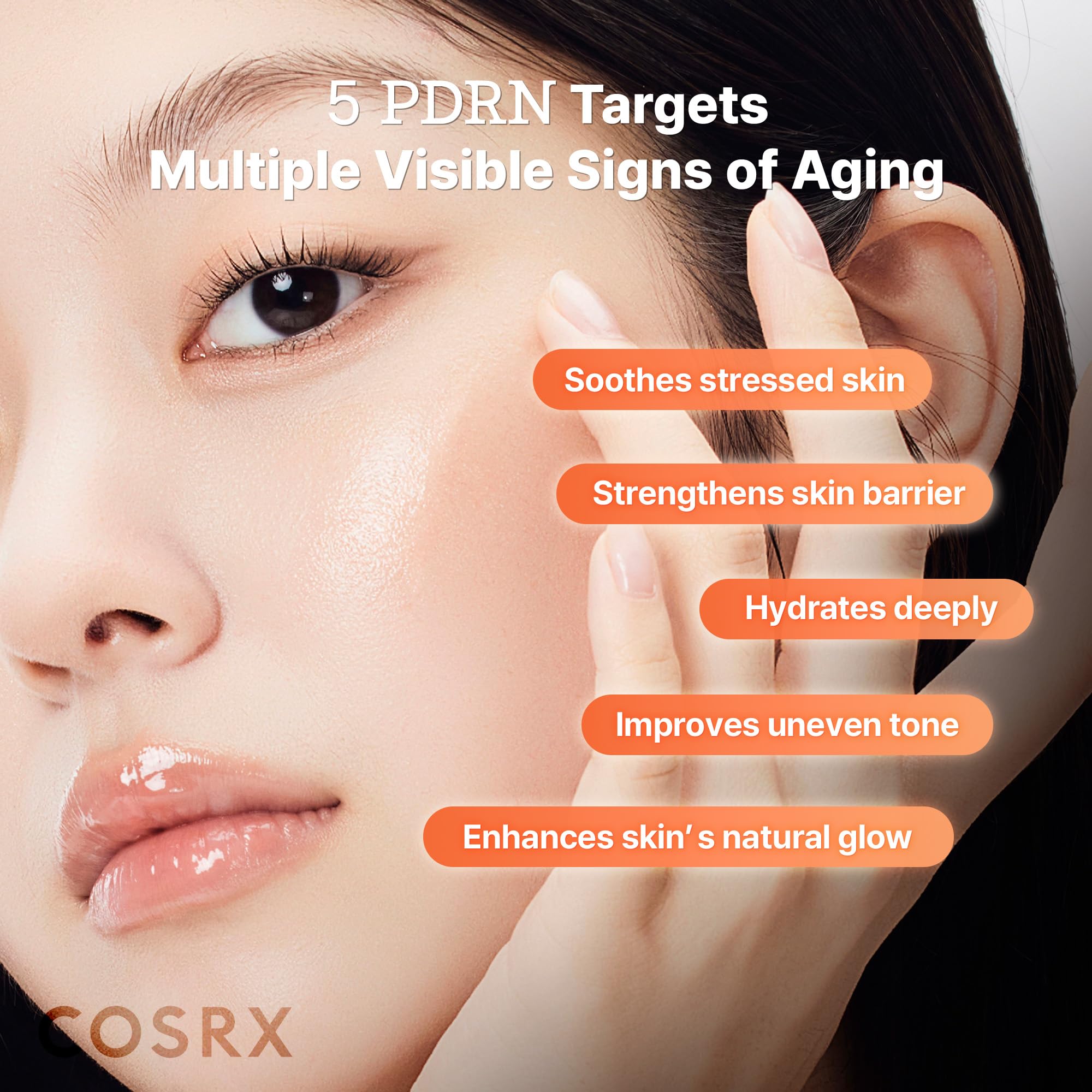 COSRX 5PDRN B5 Toner liquid glow visible on skin during application.