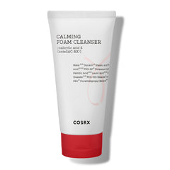 COSRX AC Collection Calming Foam Cleanser bottle for gentle daily cleansing of acne-prone skin.
