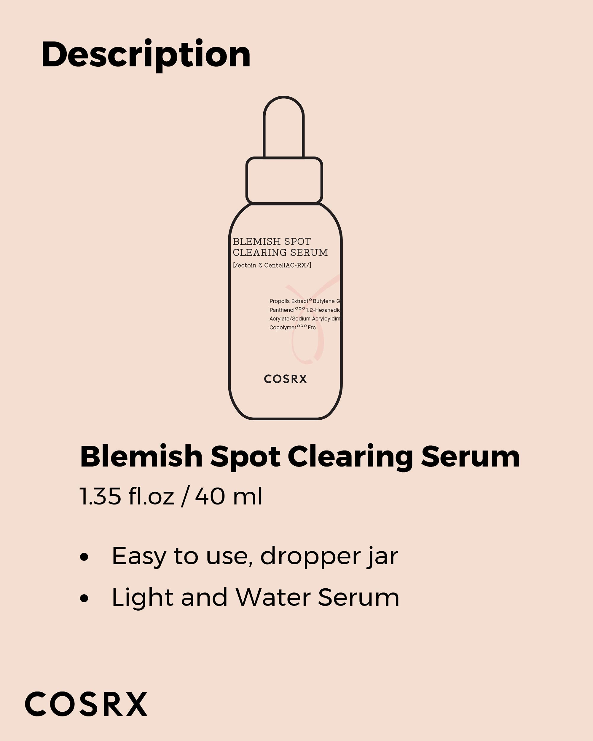 COSRX AC Collection bottle and label close-up conveying dermatologist-tested, gentle skincare.