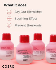 Label highlights Calamine and Zinc Oxide for calming, drying action on blemishes.