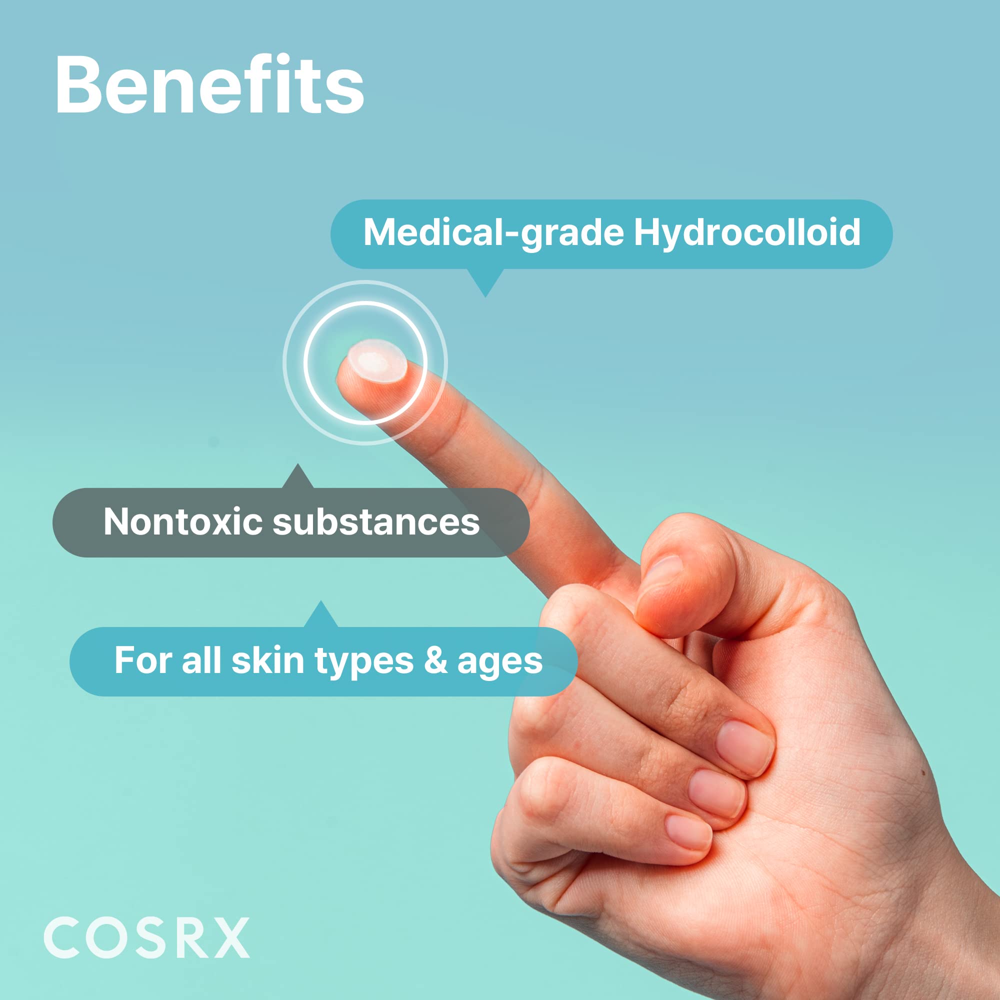 COSRX three-size pack provides versatile blemish coverage on face or body.
