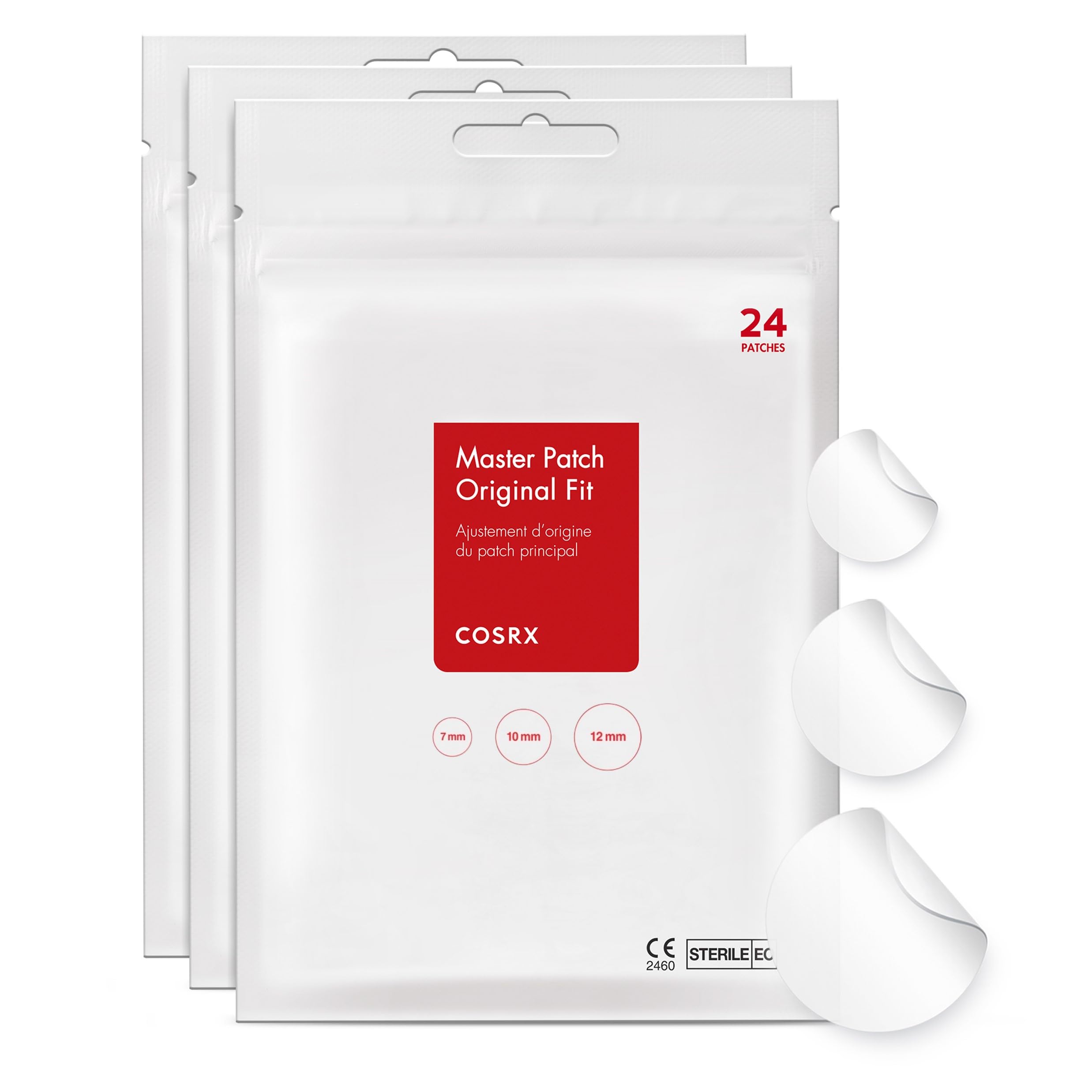 COSRX Acne Pimple Patch original packaging with three sizes for versatile spot care.