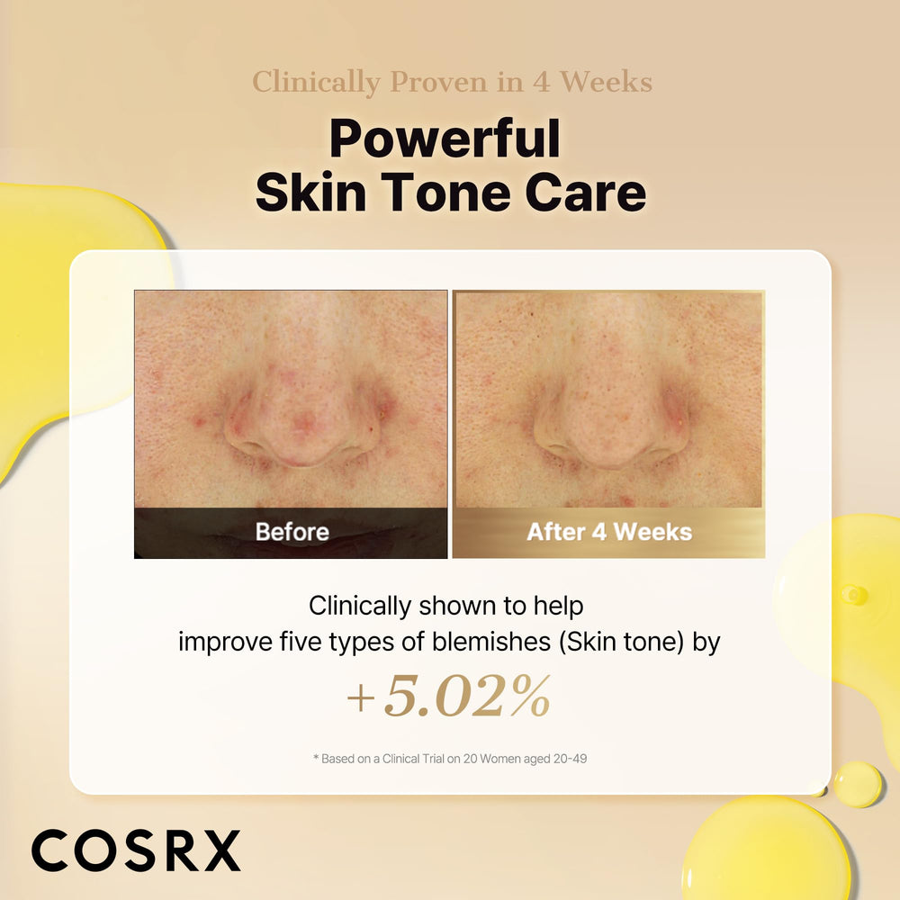Usage steps for COSRX serum showing 2–3 drops