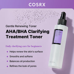 COSRX AHA/BHA Treatment Toner mist application for refreshing hydration
