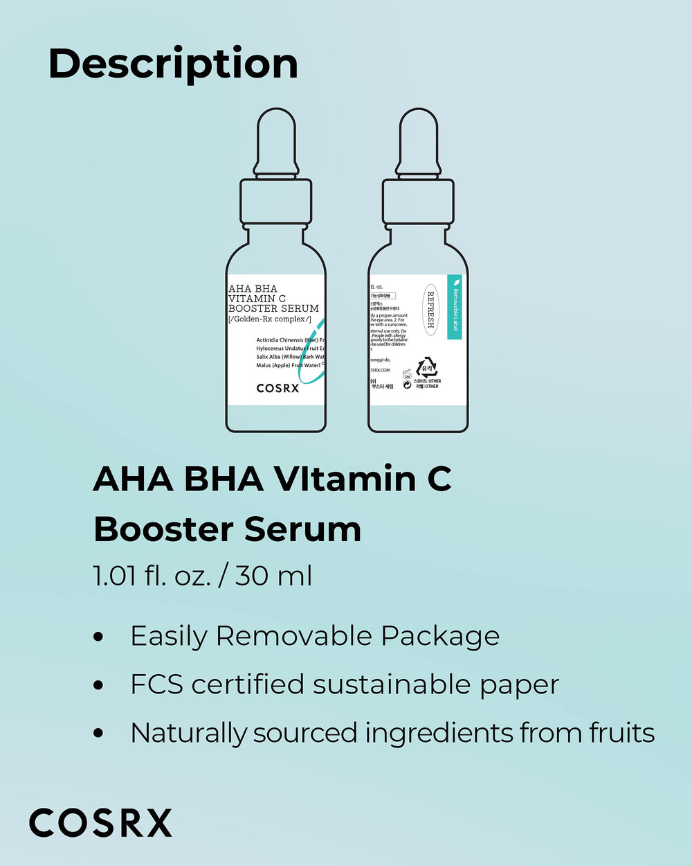 COSRX serum close-up reveals natural extracts and niacinamide
