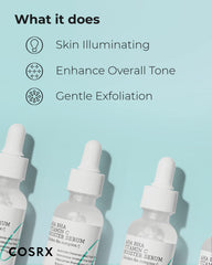 COSRX serum ingredients label emphasizes natural extracts for gentle exfoliation
