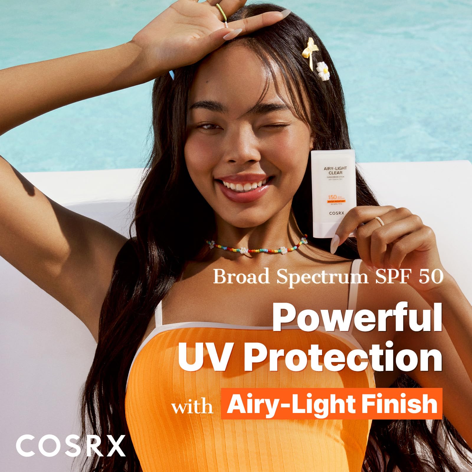 COSRX Airy-Light sunscreen stick twist action demonstrates easy, mess-free application.