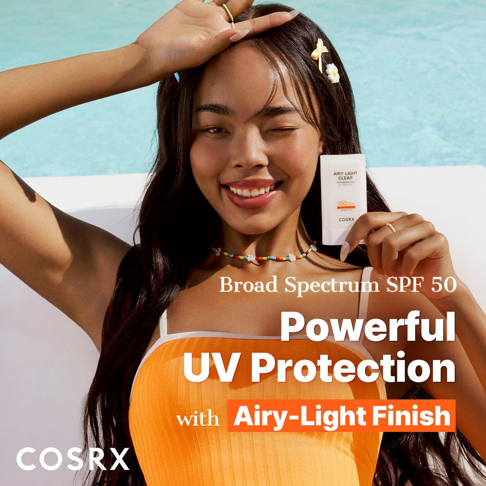 COSRX Airy-Light sunscreen stick twist action demonstrates easy, mess-free application.