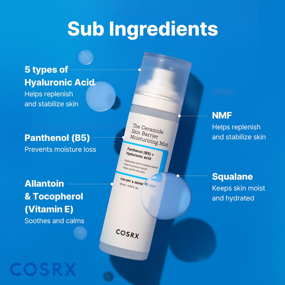 COSRX Barrier Cream Face Mist on a vanity setup for daily skincare.