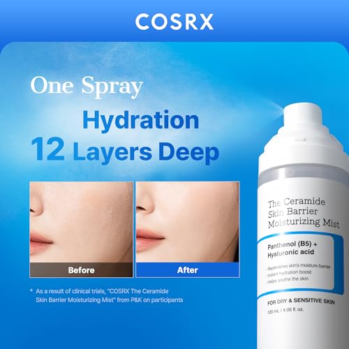 COSRX Barrier Cream Face Mist spray-dispensor provides a light, non-sticky hydration.