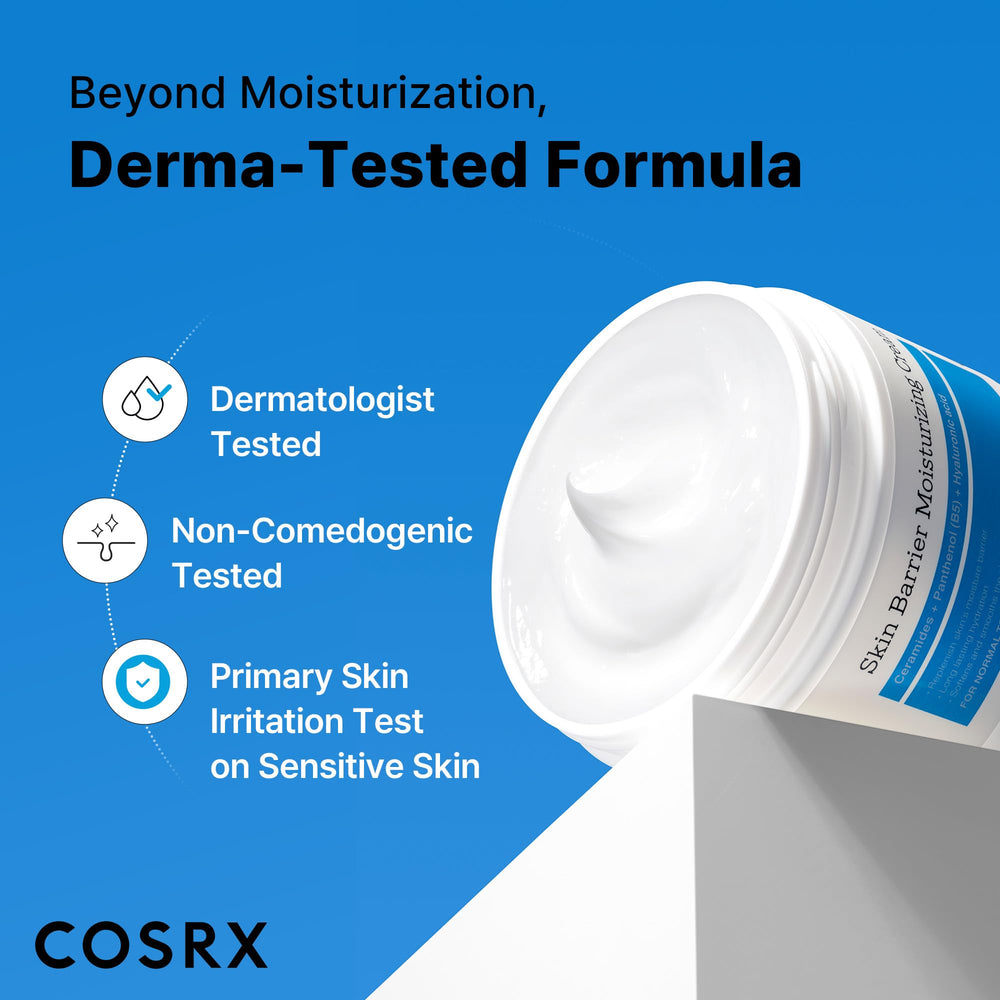 COSRX Barrier Moisturizing Cream on bathroom shelf for daily use.