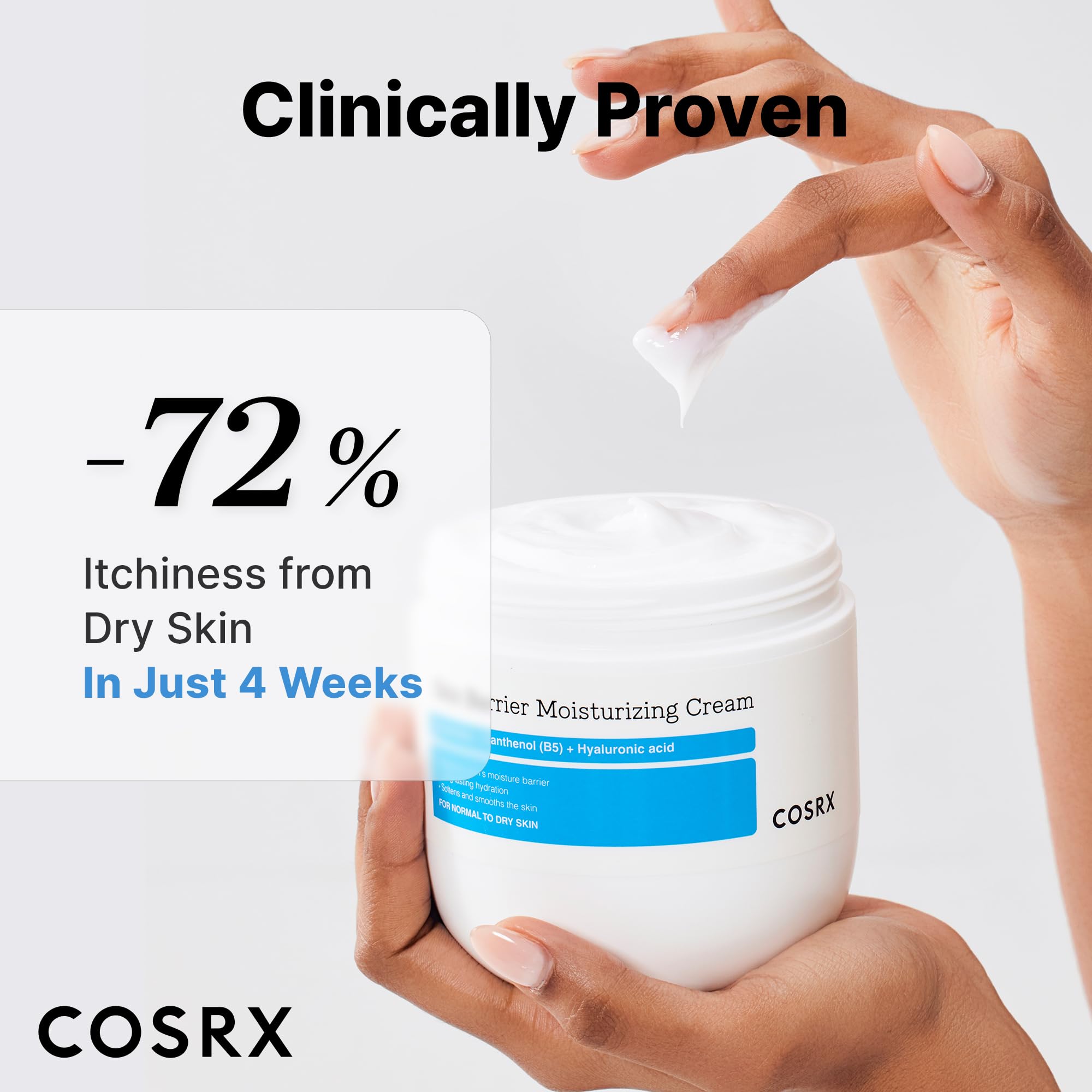 CosRX Barrier Moisturizing Cream swatch on forearm showing fast absorption.