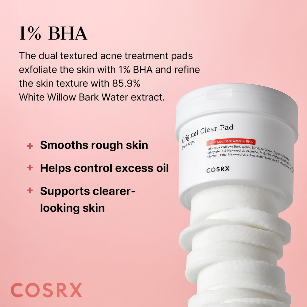 COSRX BHA Toner Pads embossed side for exfoliating dead skin