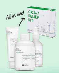 COSRX Cica Relief Kit toner bottle closeup suggesting gentle, calming hydration