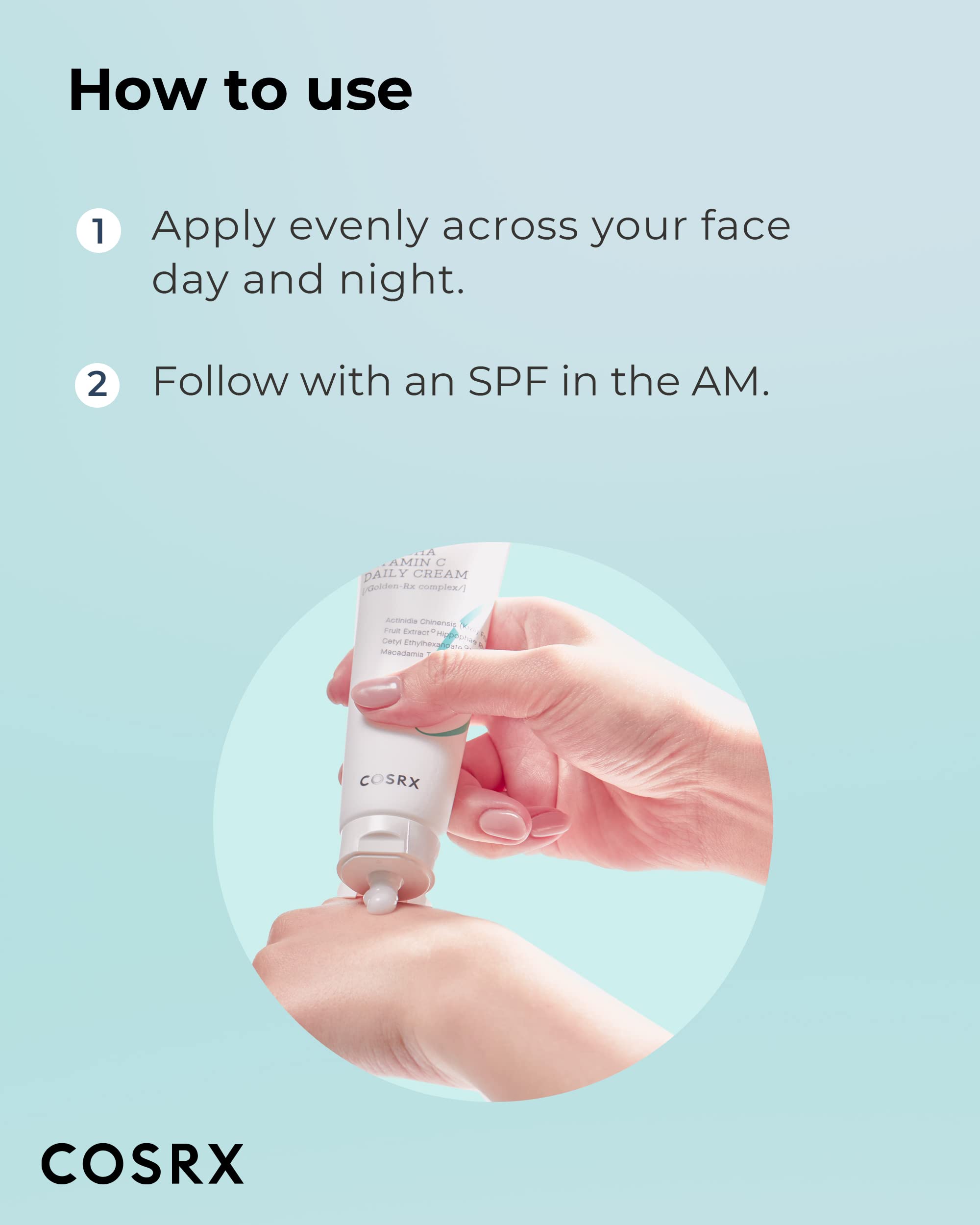 CosRX daily cream being smoothly applied for balanced skin hydration.