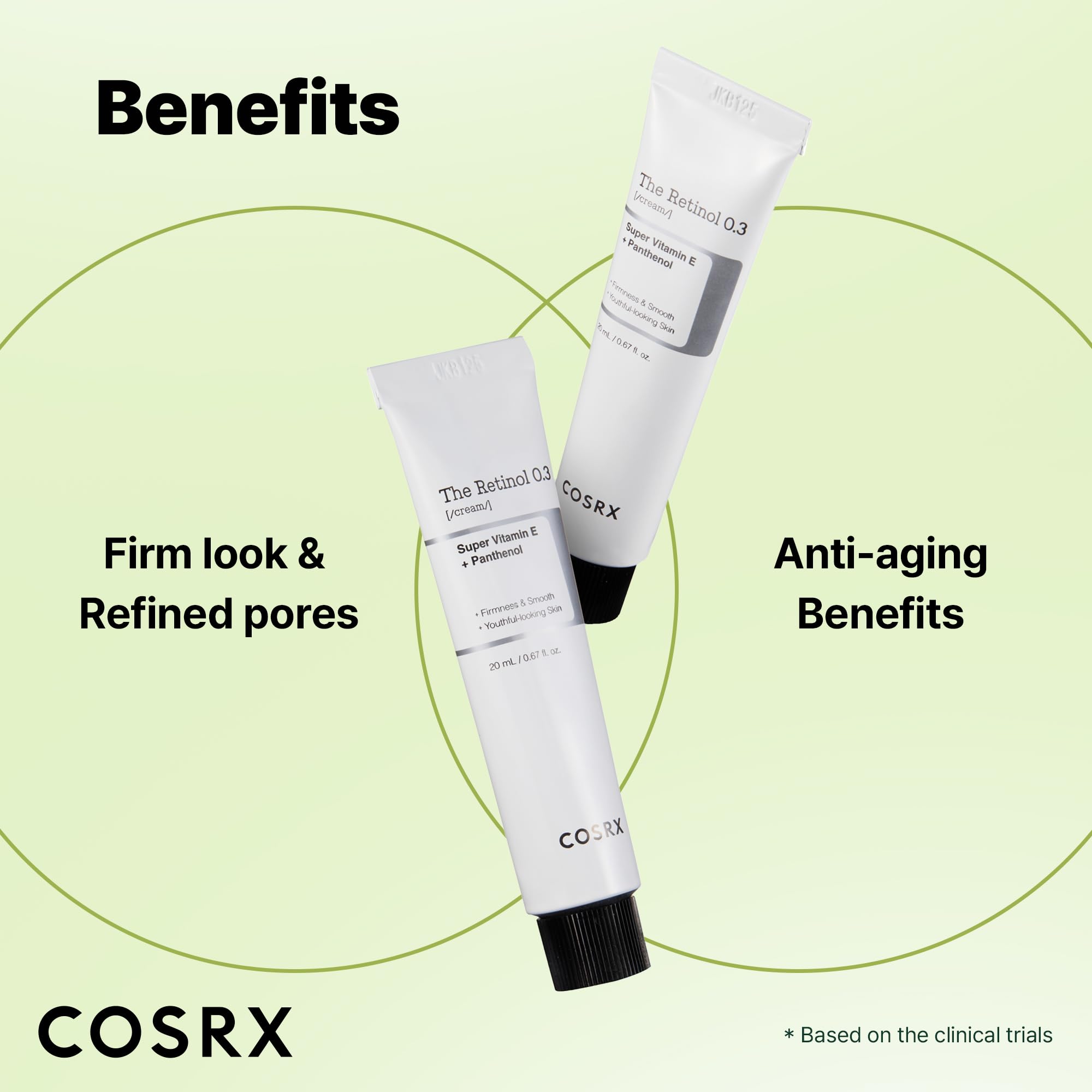 Eye and neck area application on COSRX Retinol 0.3% Cream for targeted care.