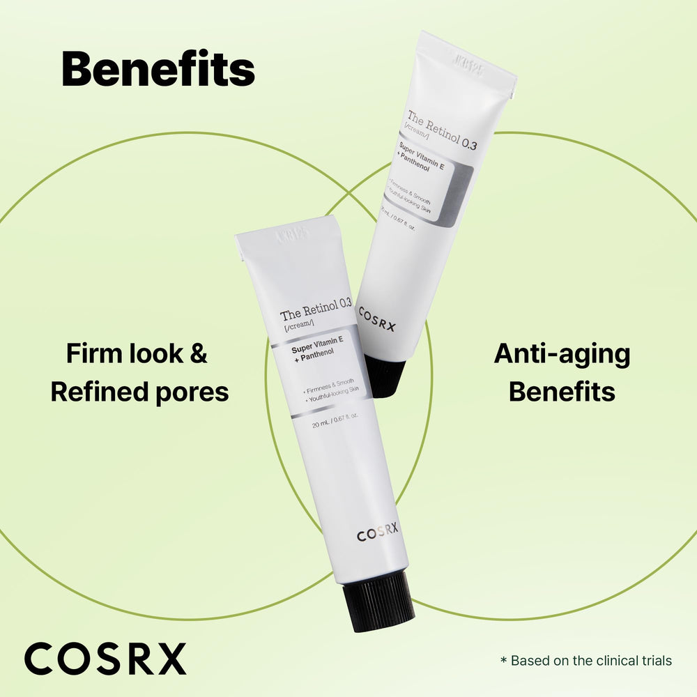Eye and neck area application on COSRX Retinol 0.3% Cream for targeted care.