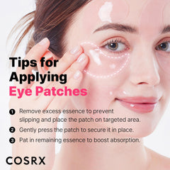 COSRX under-eye patch application demonstrates easy wear for a refreshed look