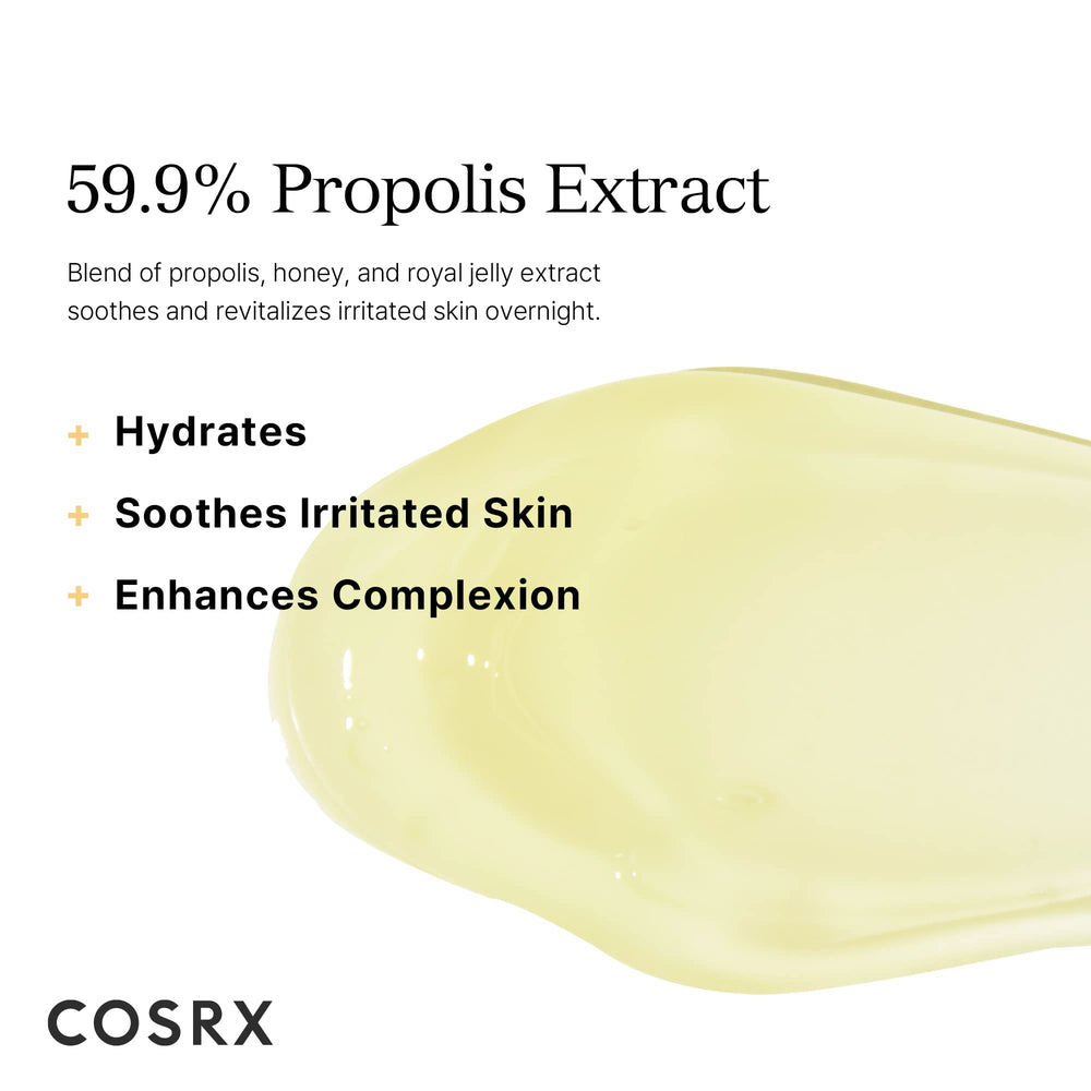 Applying COSRX mask before bed for soothing overnight moisture.