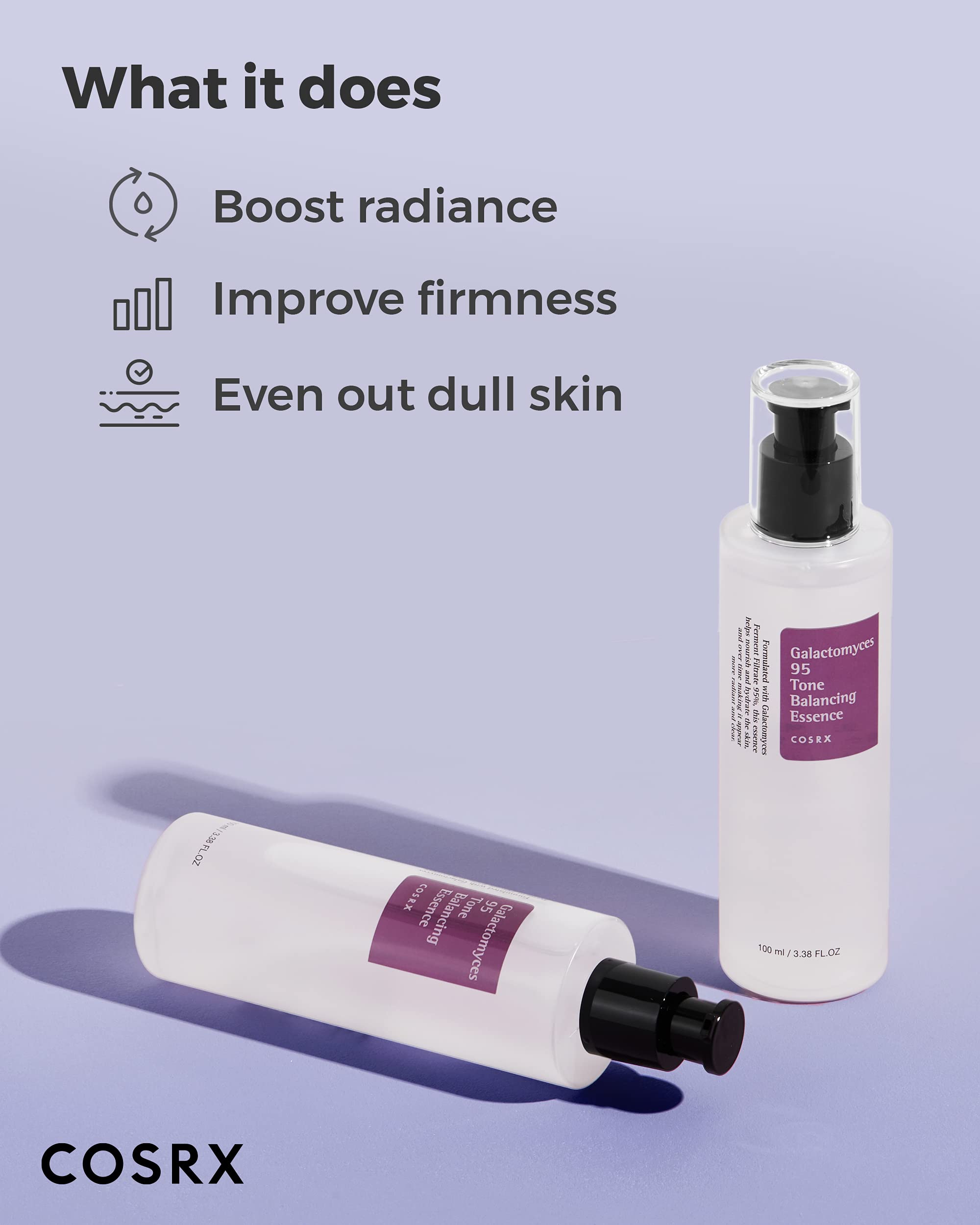 COSRX Galactomyces 95-toner ingredients highlight fermentation and Niacinamide for gentle brightening.