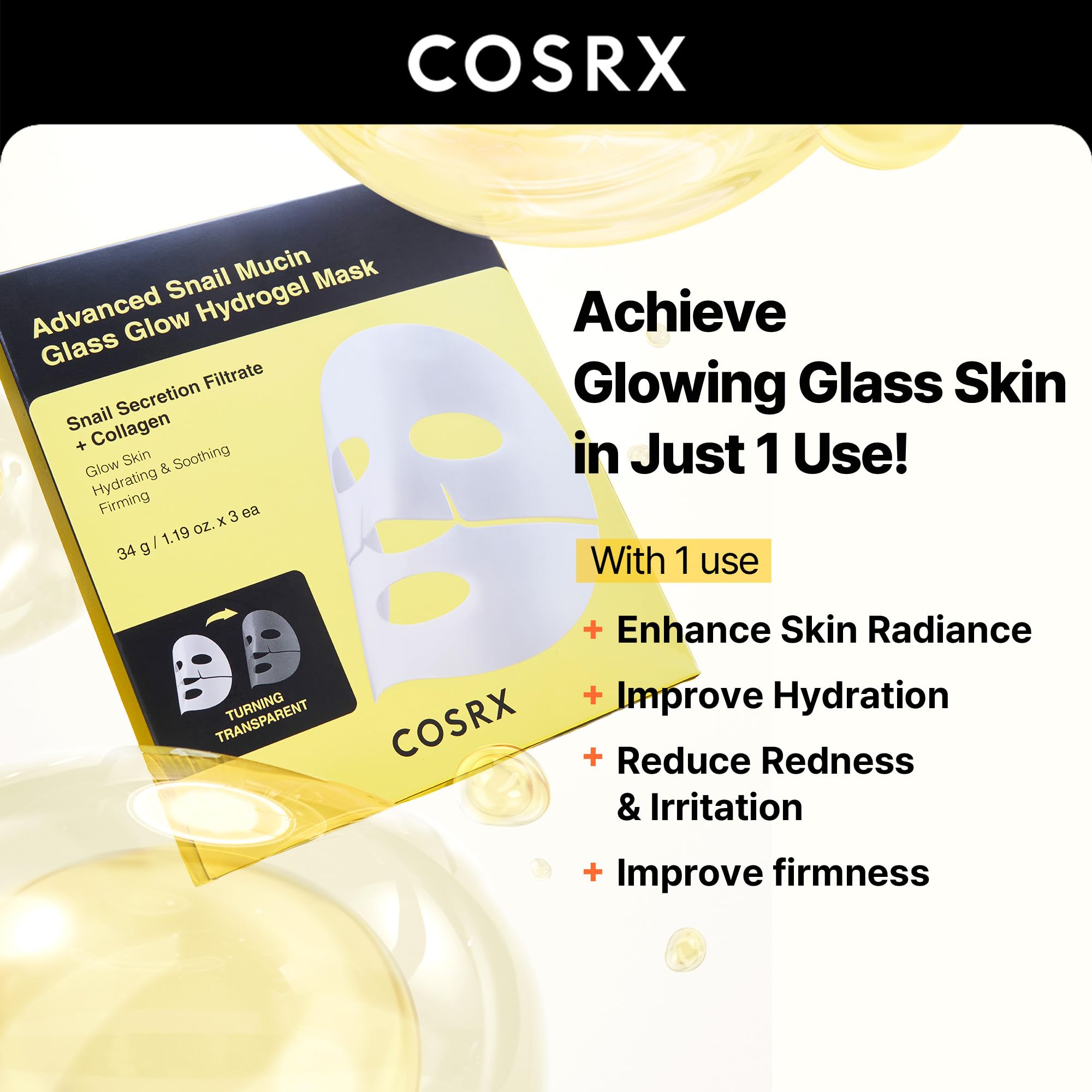 COSRX Hyaluronic acid provides deep hydration during mask wear for plump skin