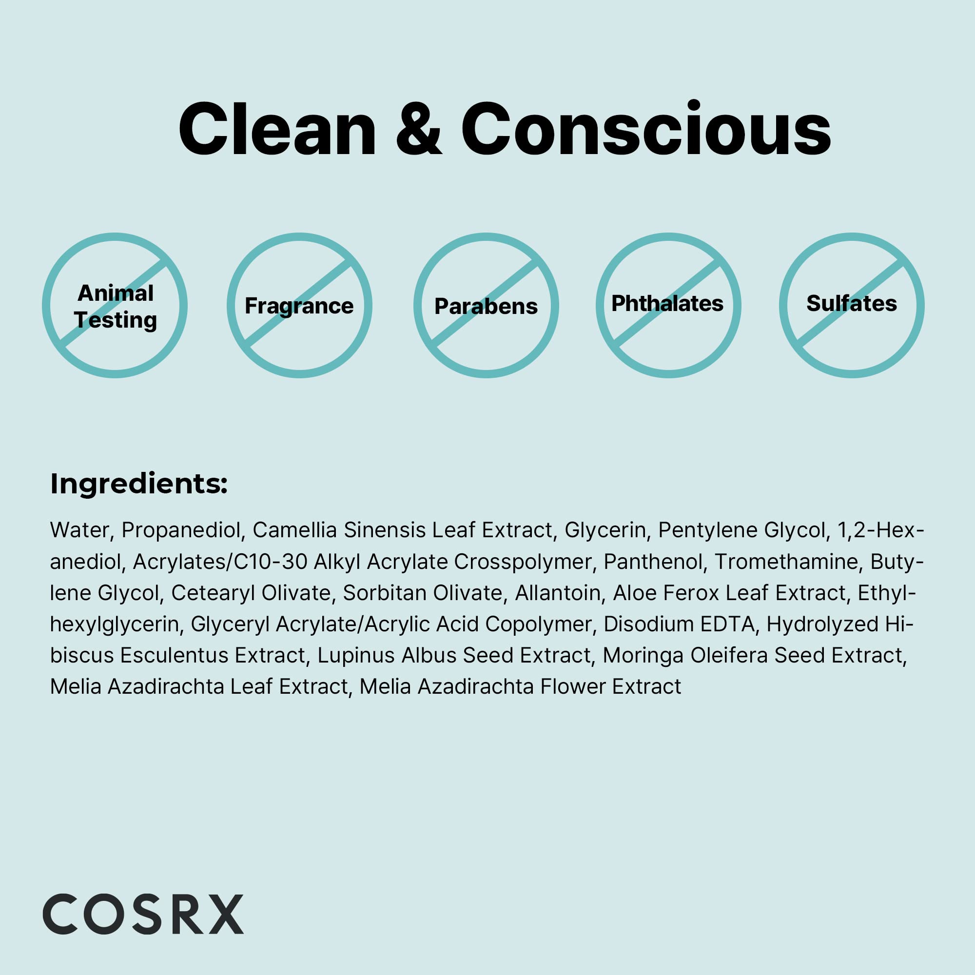 COSRX Green Tea ingredient label hints at antioxidant-rich hydration.