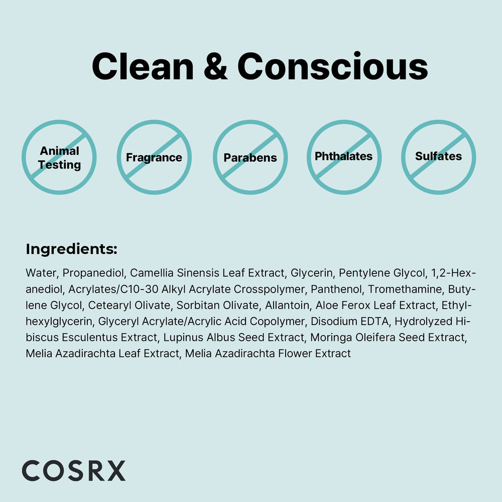 COSRX Green Tea ingredient label hints at antioxidant-rich hydration.
