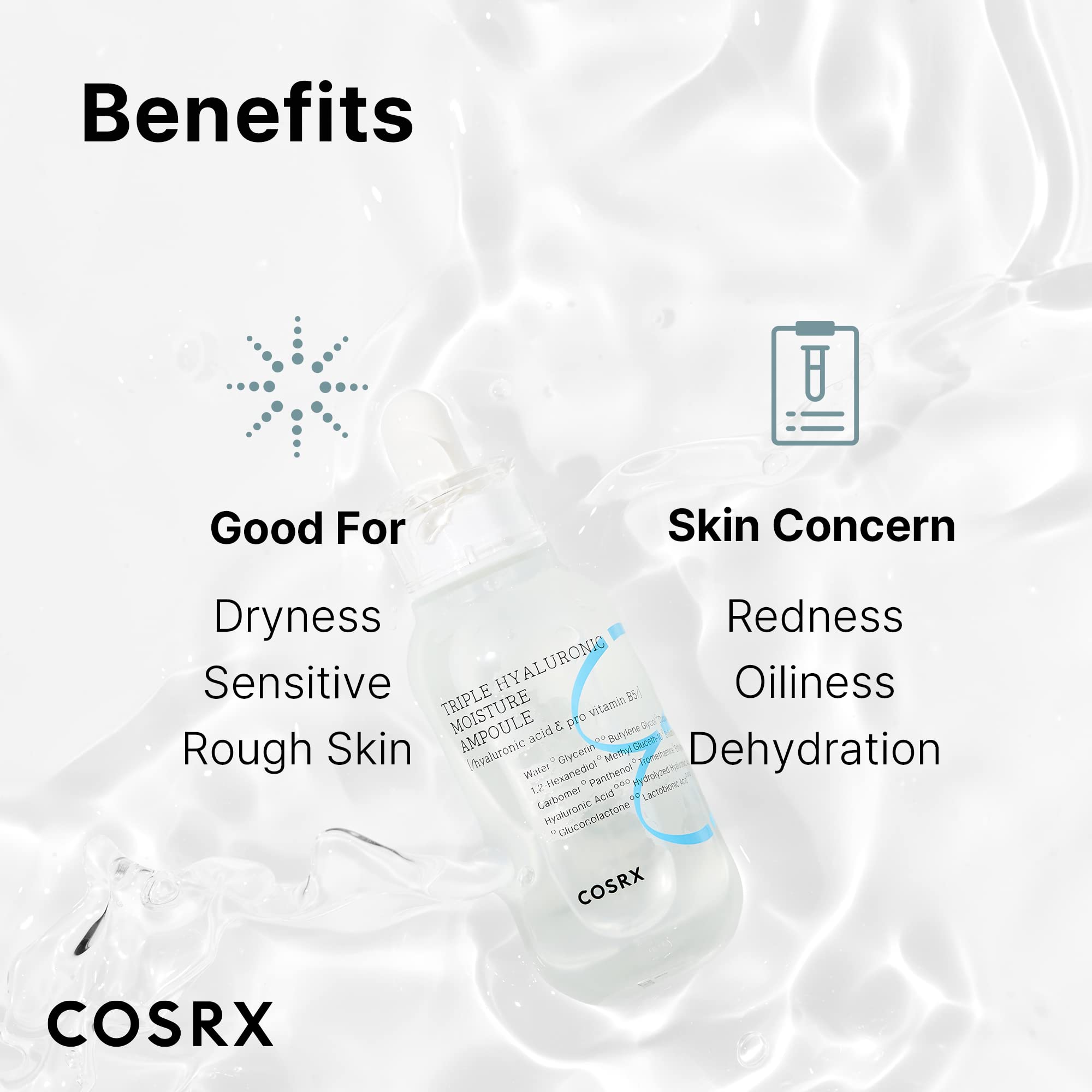 COSRX Hydrium application scene with few drops on skin