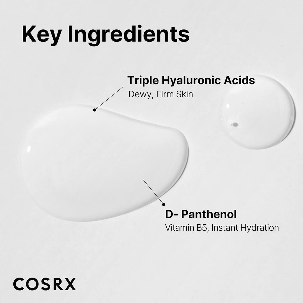 COSRX Hydrium texture close-up showing refreshing water-based finish