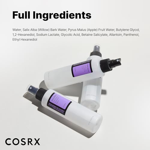 COSRX ingredient label focusing on white willow and apple water