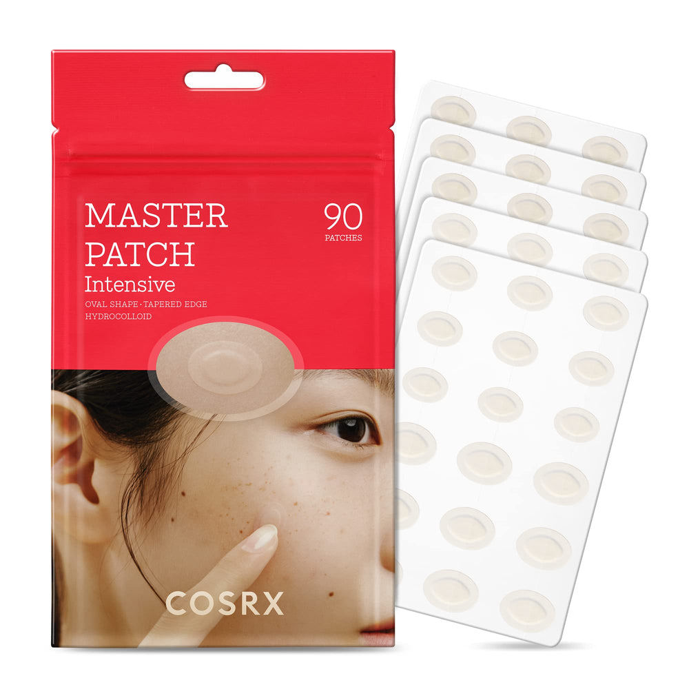 COSRX Master Patch Intensive oval edge close-up for discreet skin-tone blending on blemishes.