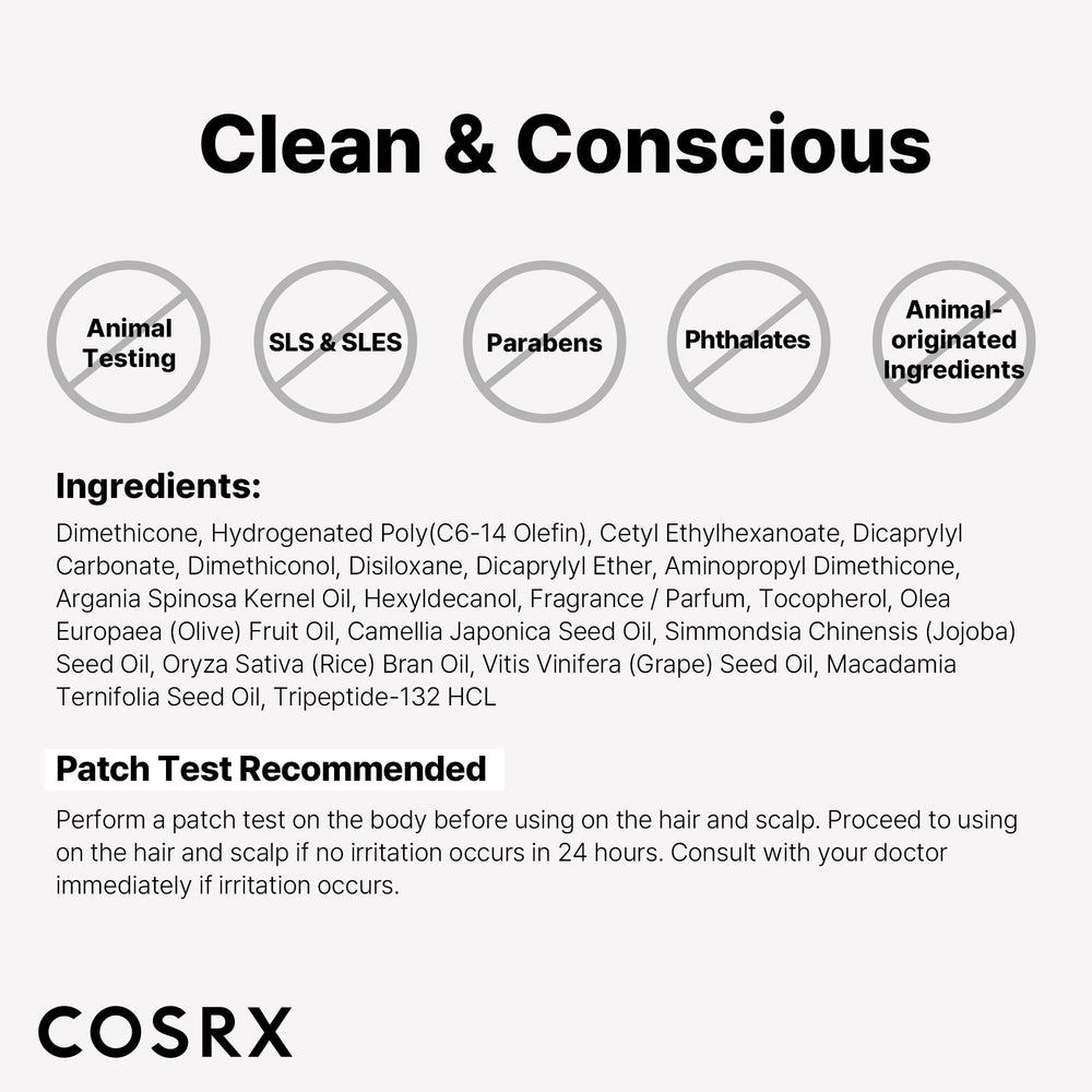 COSRX Peptide-132 Hair Bonding Oil resulting in smoother, softer hair