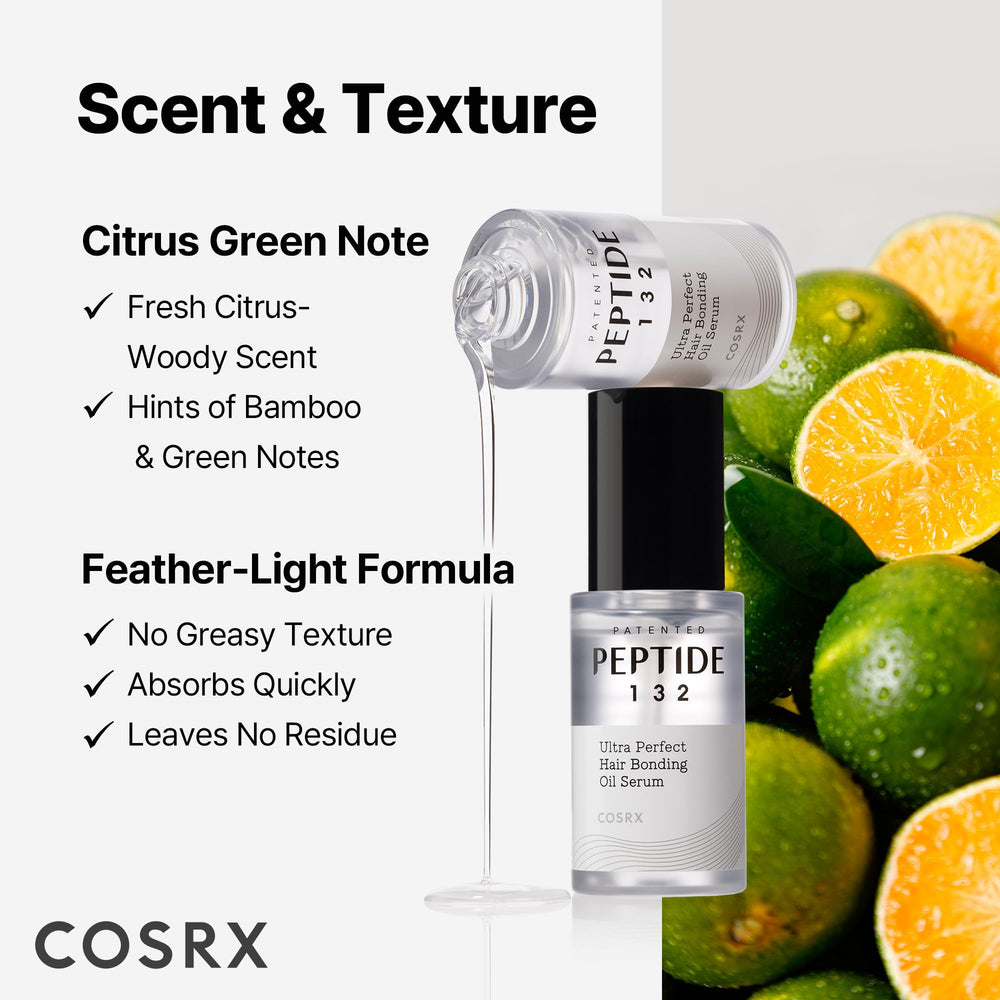 COSRX Peptide-132 Hair Bonding Oil in travel packaging for on-the-go care