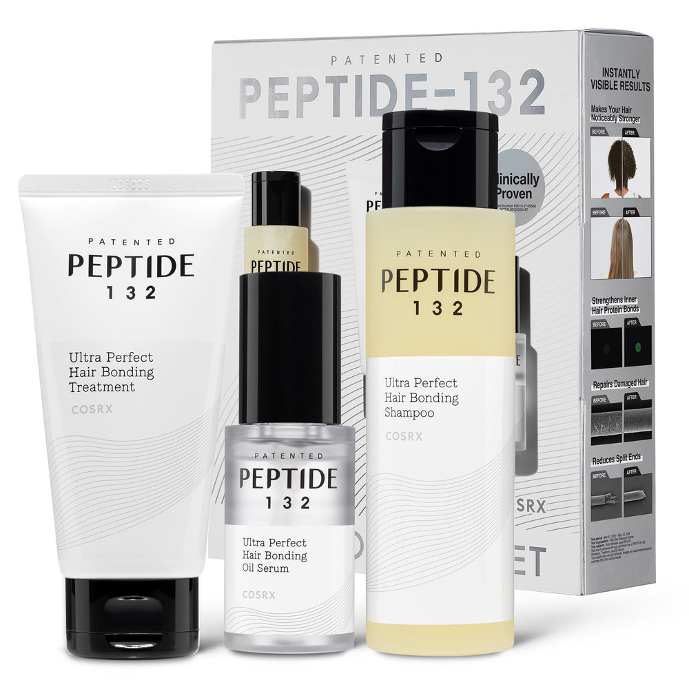 COSRX Peptide-132 Shampoo bottle for bond repair and scalp cleansing.