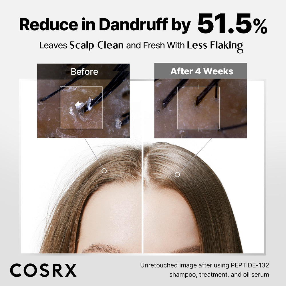 COSRX Peptide-132 Shampoo close-up highlighting gentle cleansing action.