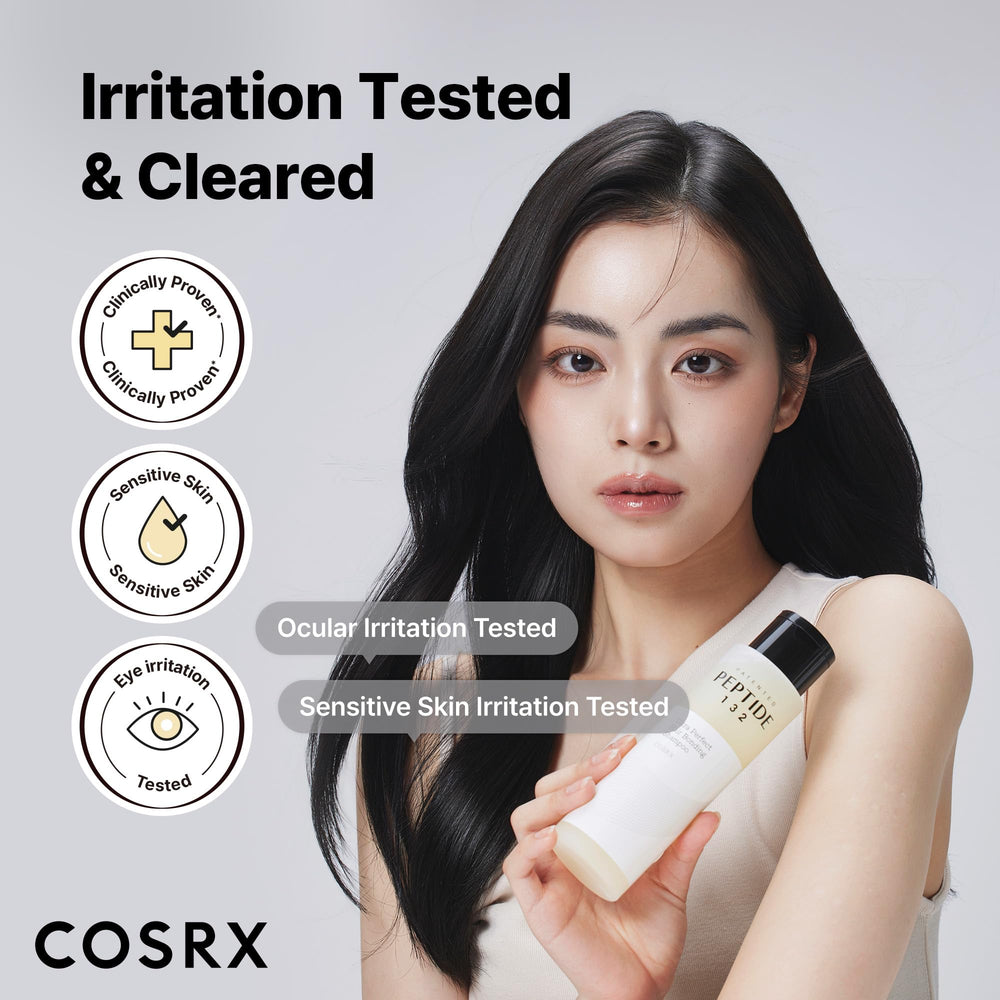 COSRX PEPTIDE-132 Shampoo applied to damaged-hair suggesting strengthening benefits.