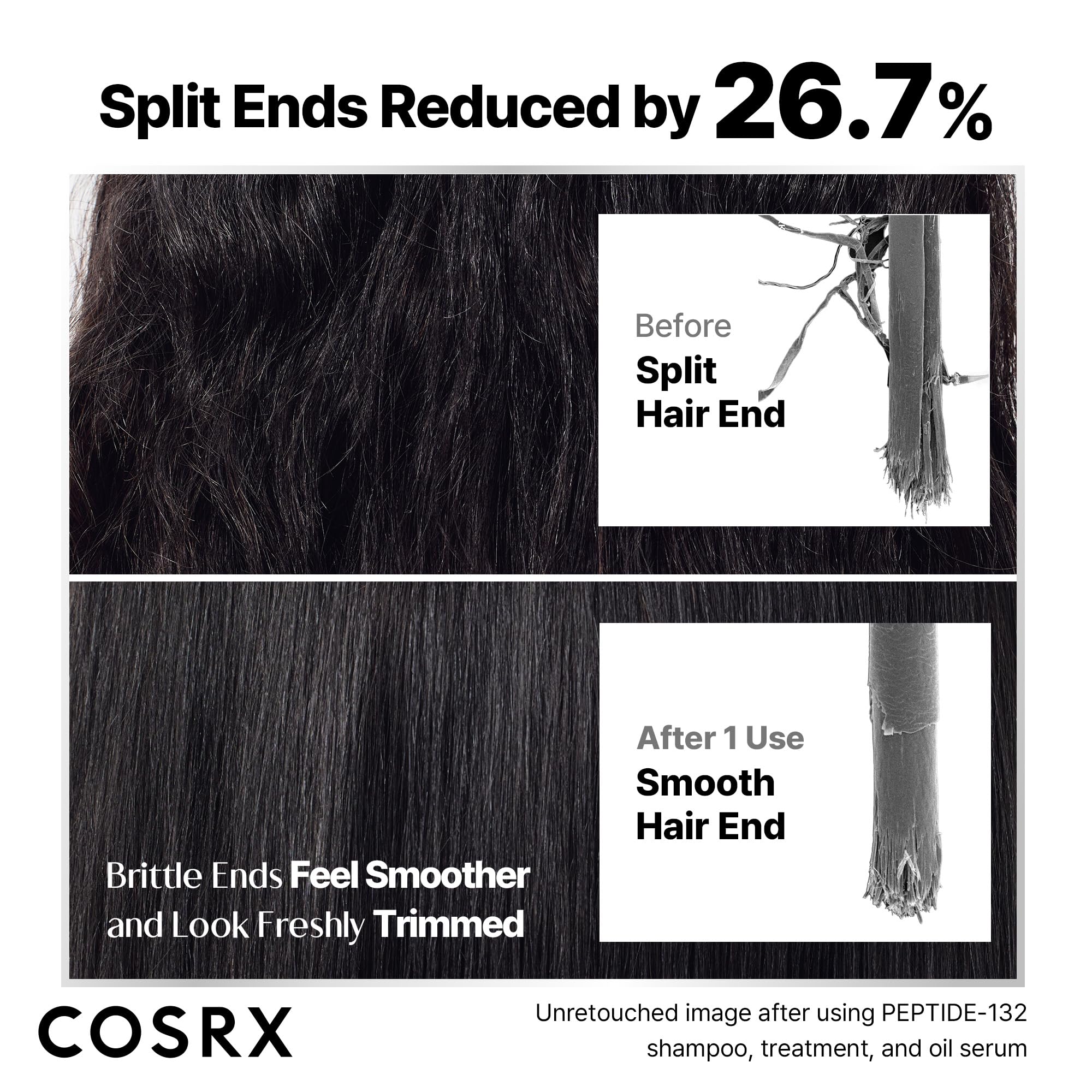 COSRX Peptide-132 Treatment application swatch showing smoothing effect.