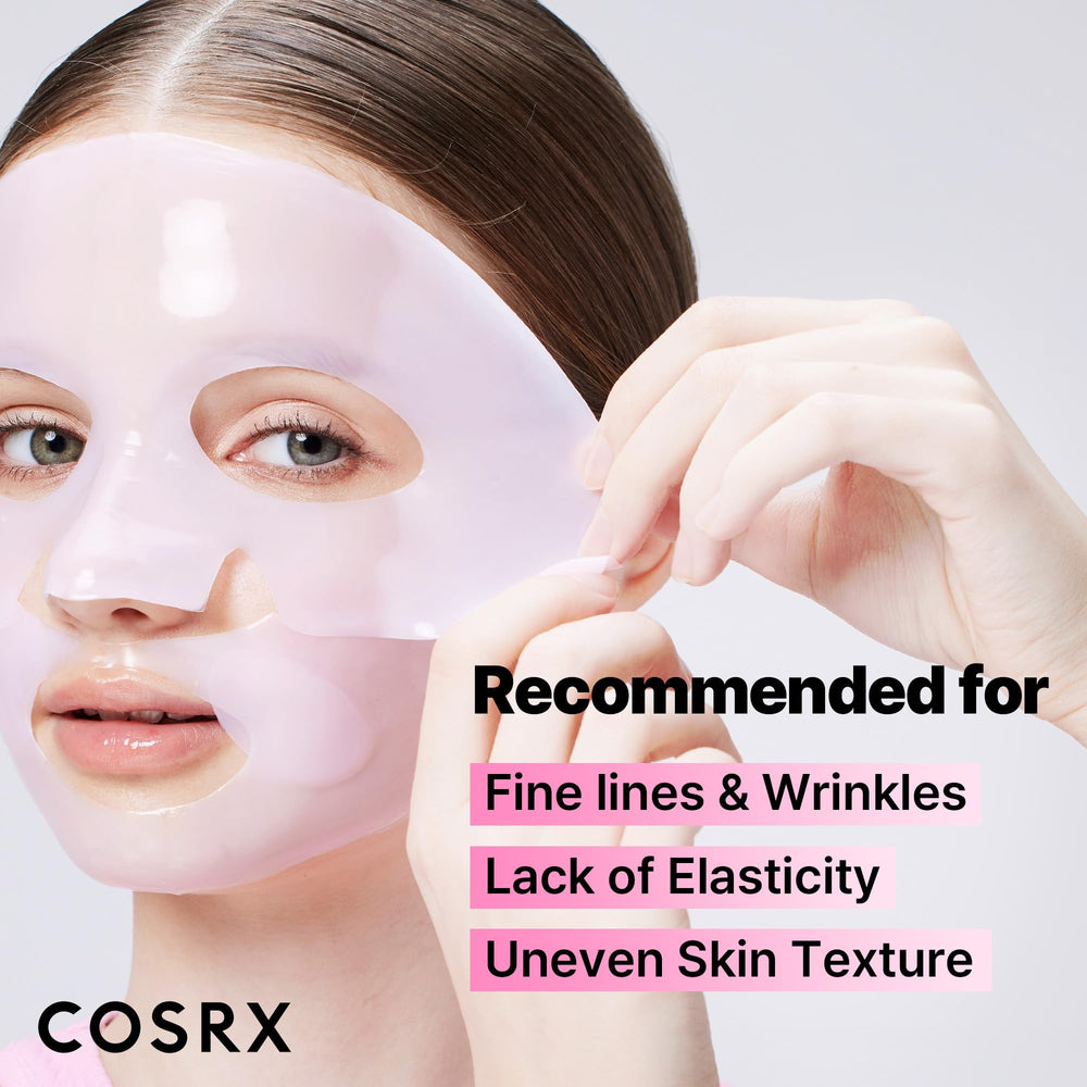 COSRX peptide collagen lifting glow hydrogel mask during application delivers cooling comfort