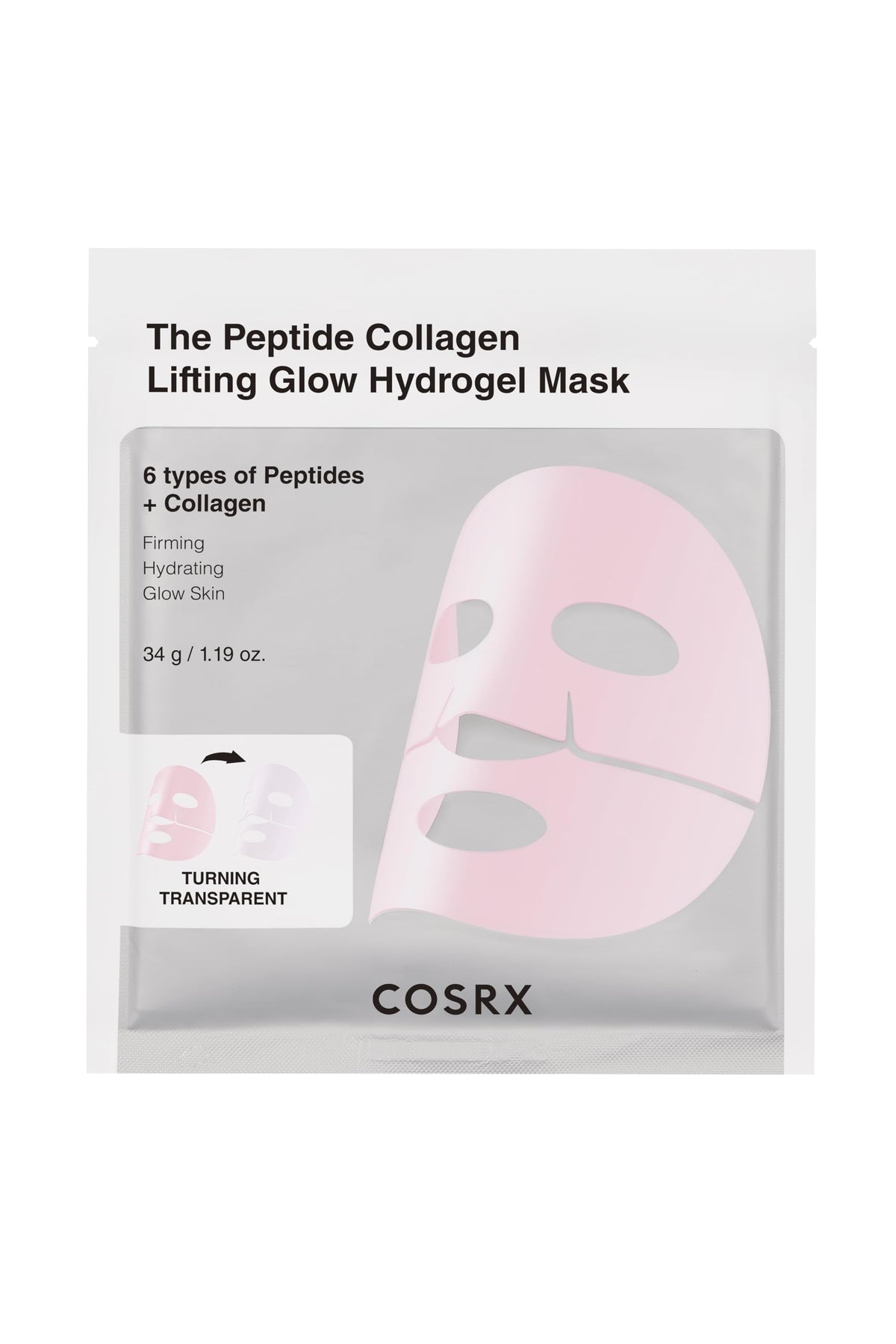 COSRX peptide collagen lifting glow hydrogel mask pack shot hydrates and brightens