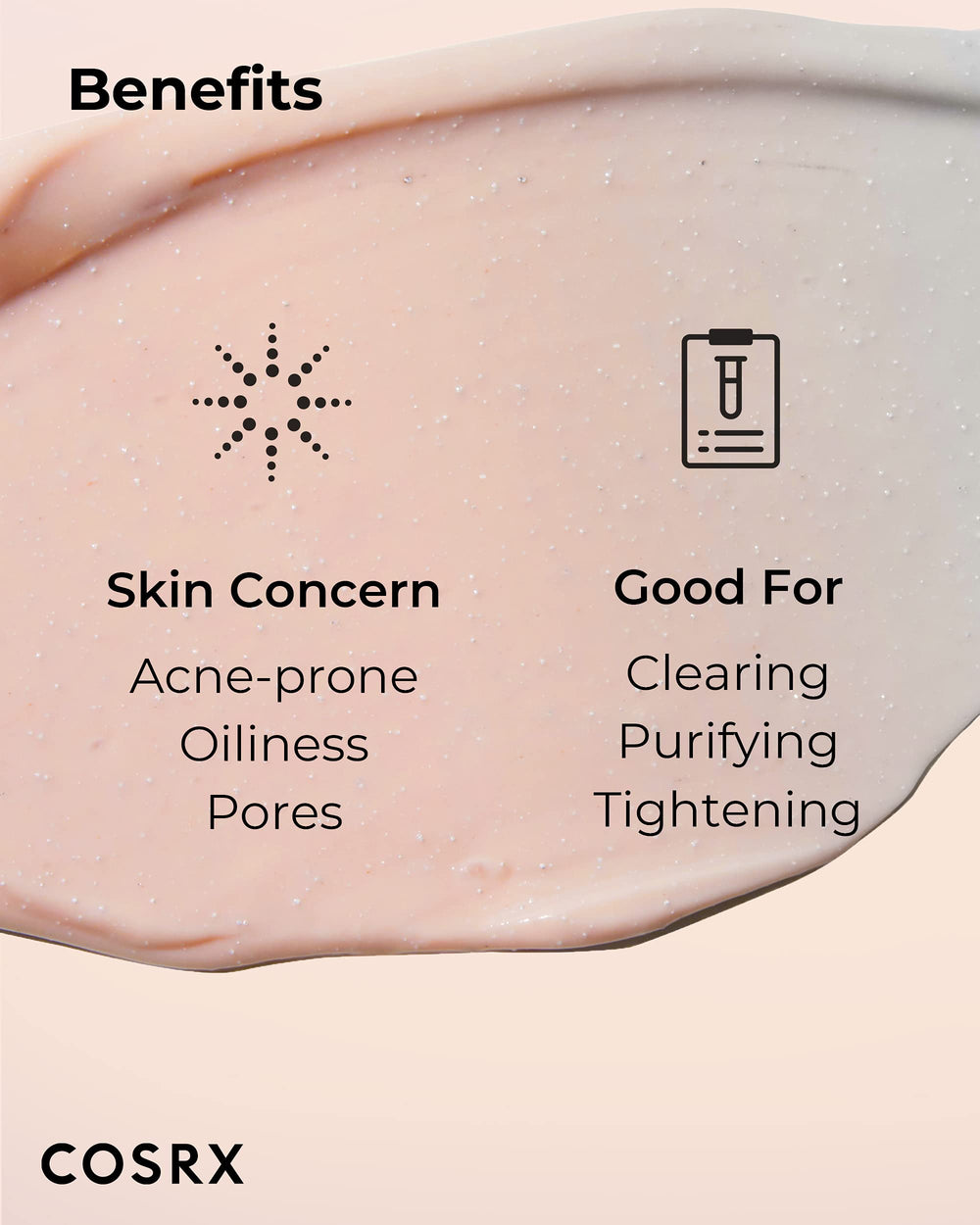 CosRX Pink Charcoal Mask ingredients calamine and green tea for soothing care.