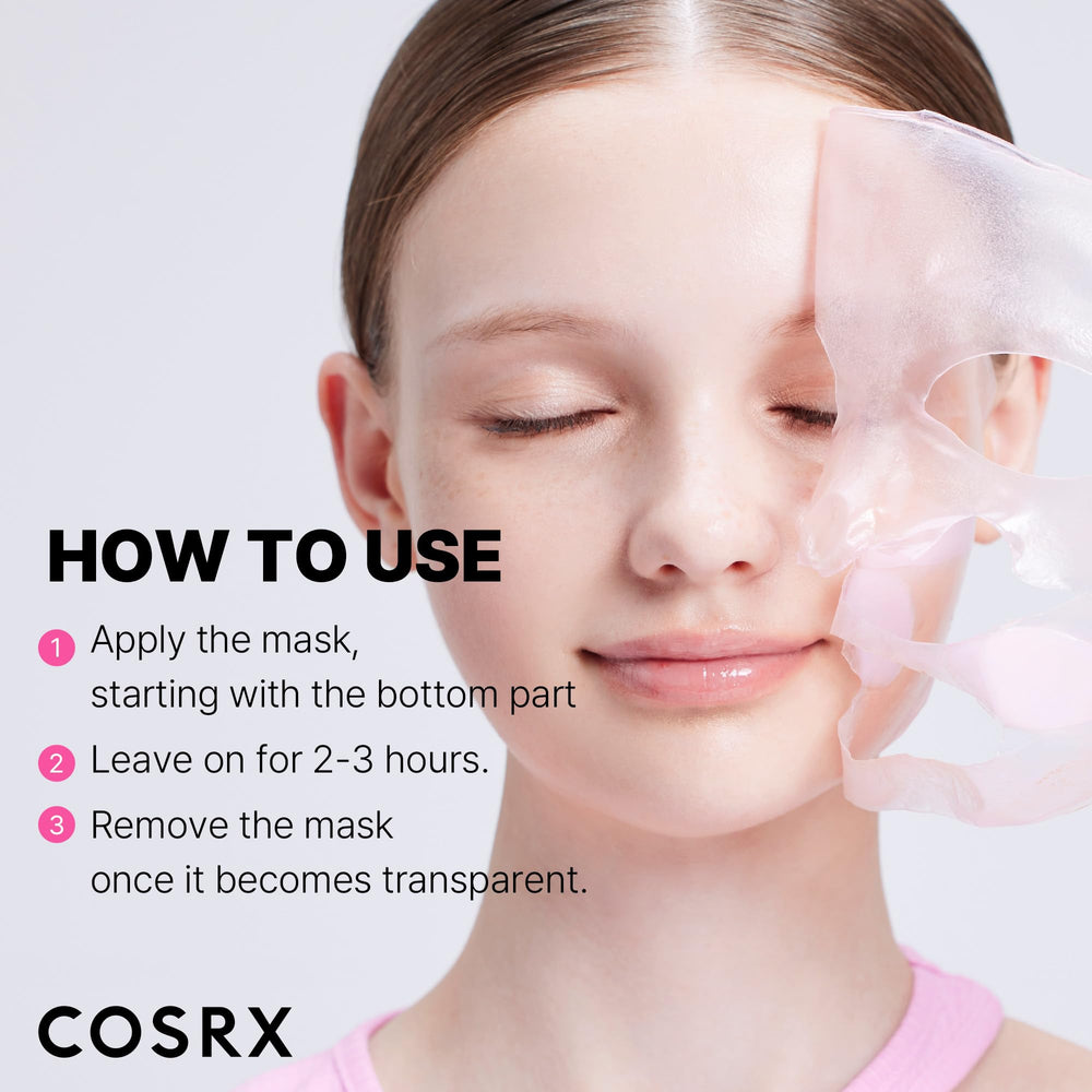 Frontal view of COSRX packaging with mask sheet ready.