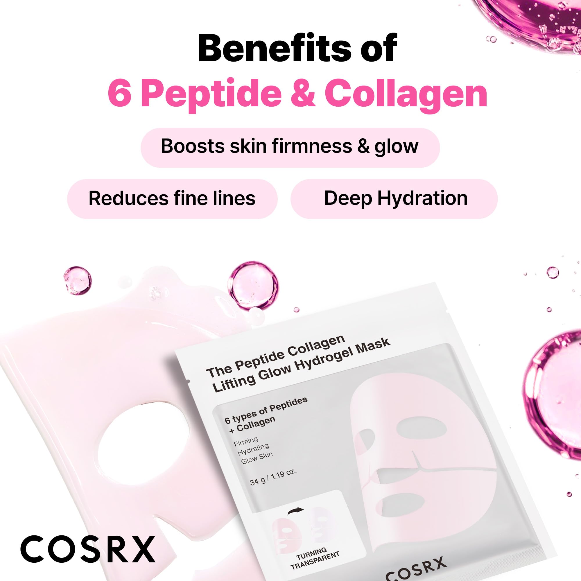COSRX mask turning transparent as actives absorb for deeper hydration.